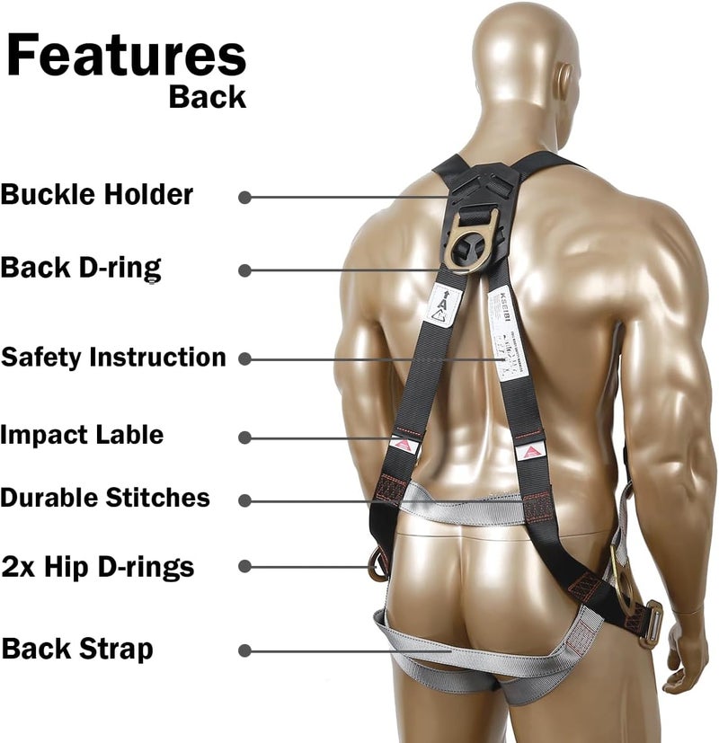 KSEIBI 421026 Fall Protection Safety Harness Kit W 3 D-Rings for Lanyard DELUXE Safety Protection Arrest and Carry Bag - Image 3